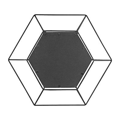 Stonebriar Collection Black Metal Hexagon Frame Wall Mirror