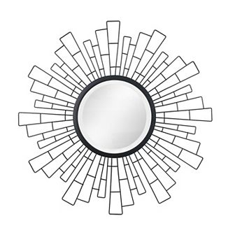Stonebriar Collection Black Metal Geometric Sunburst Frame Wall Mirror