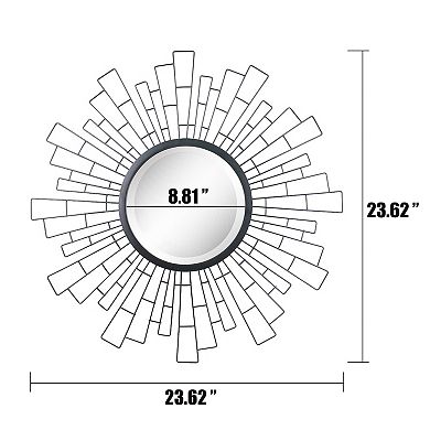 Stonebriar Collection Black Metal Geometric Sunburst Frame Wall Mirror