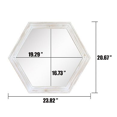 Stonebriar Collection Hexagon Wall Mirror with White Painted Wood Frame