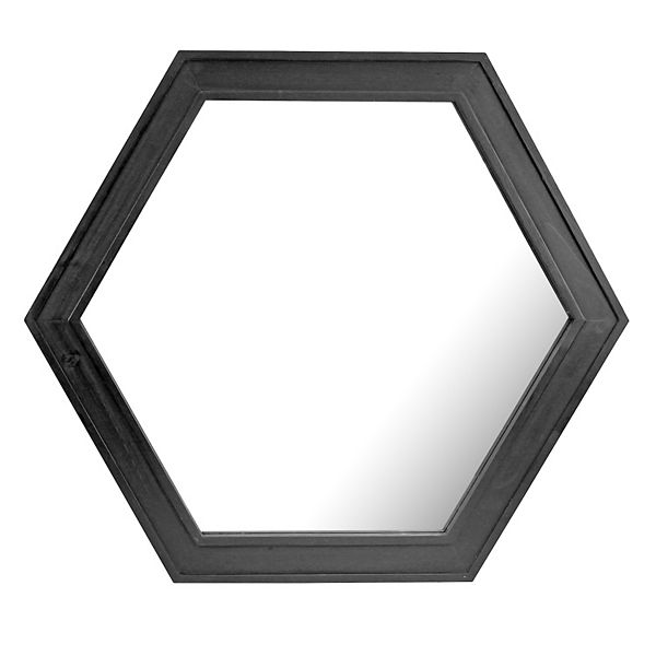 Stonebriar Collection Hexagon Wall Mirror with Black Painted Wood Frame
