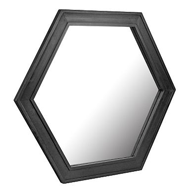 Stonebriar Collection Hexagon Wall Mirror with Black Painted Wood Frame