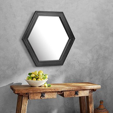 Stonebriar Collection Hexagon Wall Mirror with Black Painted Wood Frame