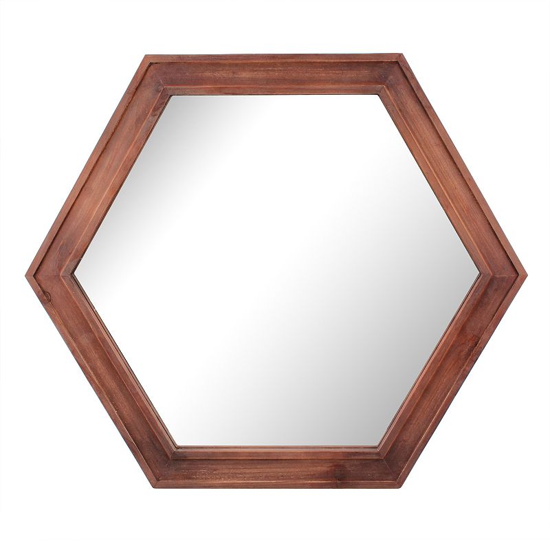 Stonebriar Collection Hexagon Wall Mirror with Redwood Stained Wood Frame, 
