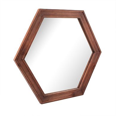 Stonebriar Collection Hexagon Wall Mirror with Redwood Stained Wood Frame