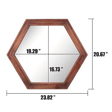 Stonebriar Collection Hexagon Wall Mirror with Redwood Stained Wood Frame