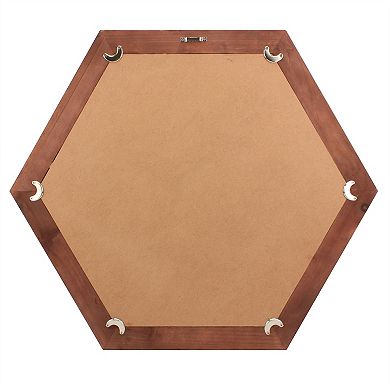 Stonebriar Collection Hexagon Wall Mirror with Redwood Stained Wood Frame