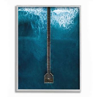 Stupell Home Decor Wharf and Waves White Framed Wall Art