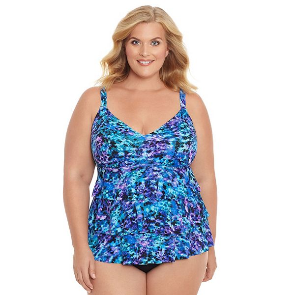 Plus Size Croft Barrow Tiered Ruffle One Piece Swimsuit