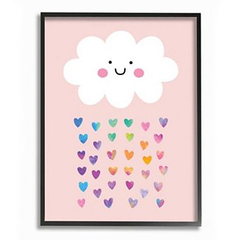 Stupell Home Decor Raining Rainbow Hearts with Happy Cloud Wall Art