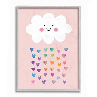 Stupell Home Decor Raining Rainbow Hearts with Happy Cloud Wall Art
