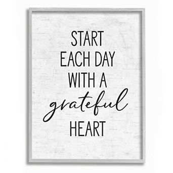 Stupell Home Decor Start Each Day with a Grateful Heart Framed Wall Art
