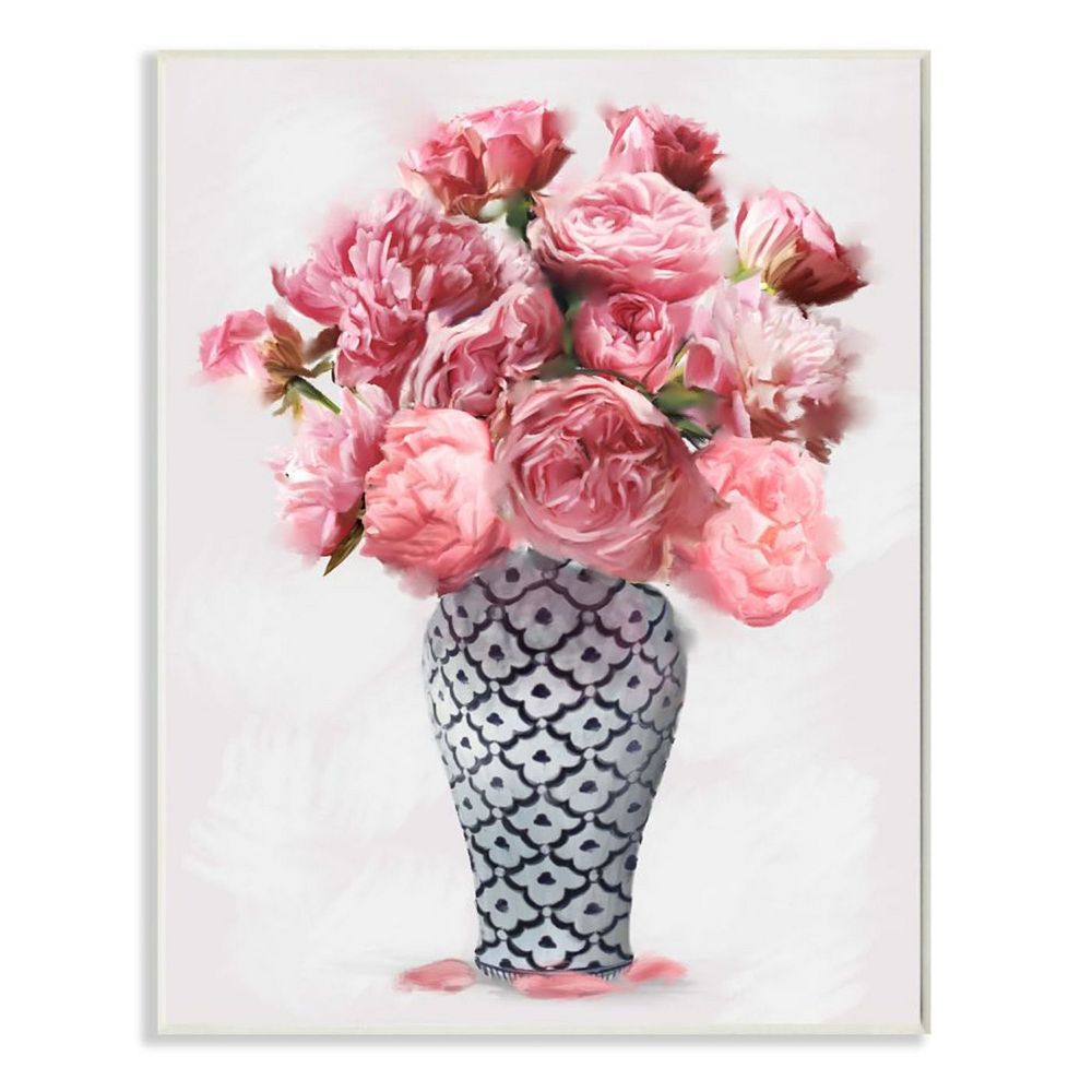 Stupell Home Decor Pink Peony Floral Bouquet Plaque Wall Art