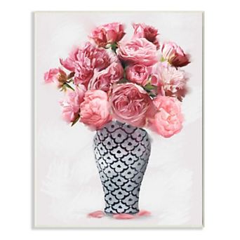 Stupell Home Decor Pink Peony Floral Bouquet Plaque Wall Art