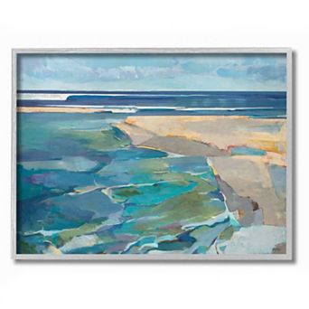 Stupell Home Decor Beach Landscape Cubism Framed Wall Art