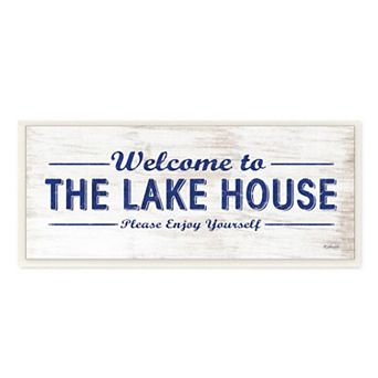 Stupell Home Decor Lakehouse Welcome Sign Enjoy Yourself Phrase Distressed Design Wall Art
