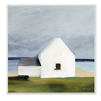 Stupell Home Decor White Cape Cottage Under Gray Sky Watercolor Wall Art