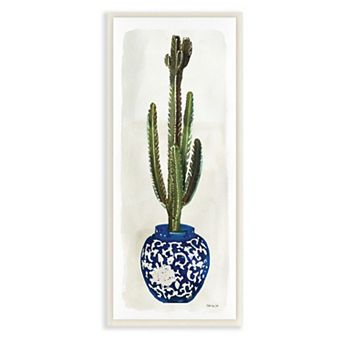 Stupell Home Decor Cactus in Blue Ornate Vase Succulent Still Life Plaque Wall Art