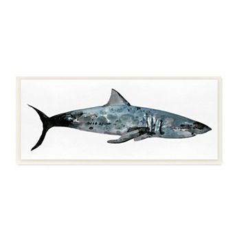 Stupell Home Decor Watercolor Textured Shark Minimal Sea Life Design Wall Art