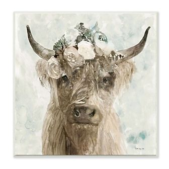 Stupell Home Decor Buffalo with Floral Crown Plaque Wall Art