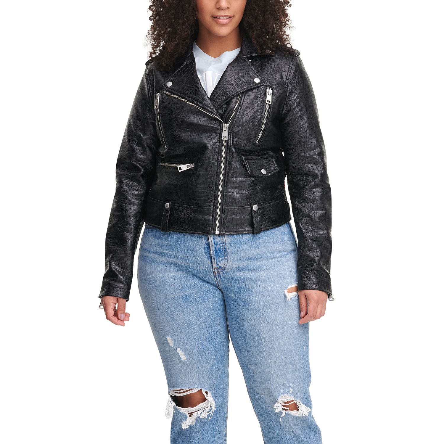 plus size faux leather jacket