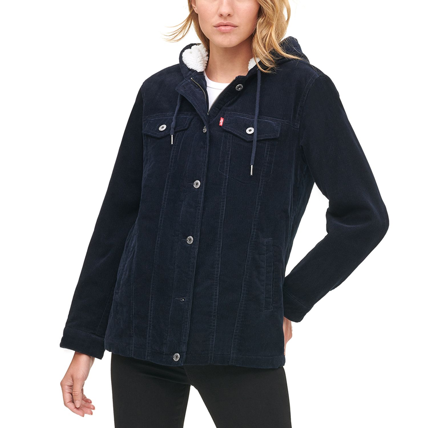 corduroy sherpa jacket women's black