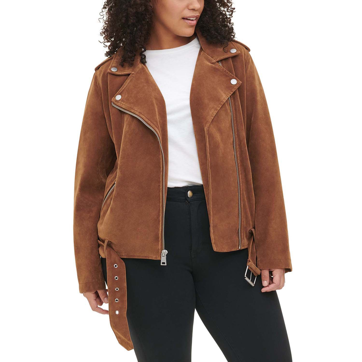 plus size faux suede jacket