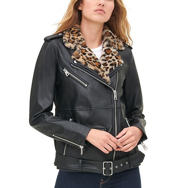 Women's Levi's® Oversized Faux Leather Moto Jacket with Faux Fur Lined  Lapels