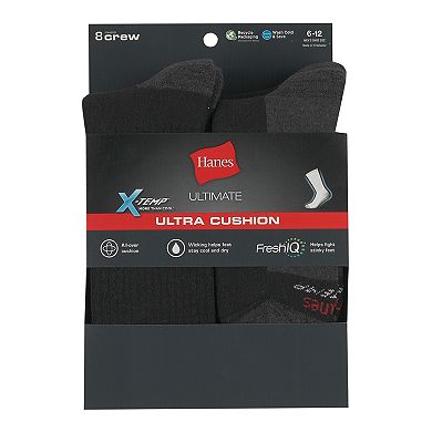 Men's Hanes Ultimate® 8-Pack X-Temp Ultra Cushion Crew Socks