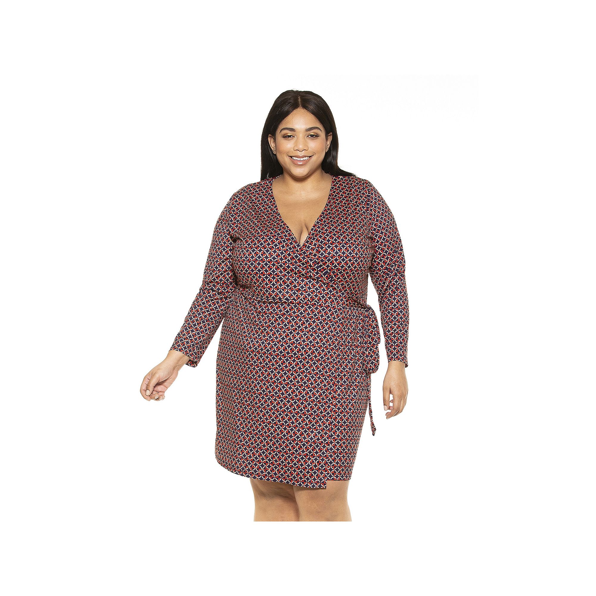 Plus Size ALEXIA ADMOR Amelia Wrap Dress, Womens, Size: 1XL, Blue Geo
