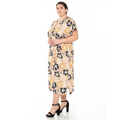 Plus Size ALEXIA ADMOR Iris Dolman Sleeve Faux-Wrap Dress