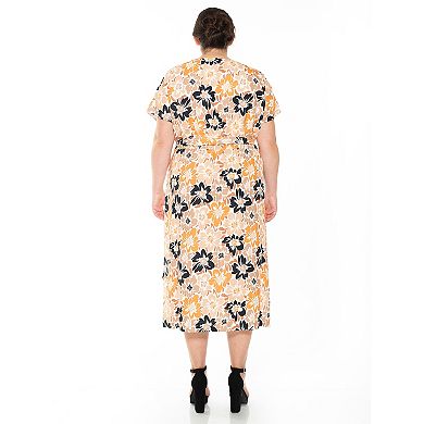Plus Size ALEXIA ADMOR Iris Dolman Sleeve Faux-Wrap Dress