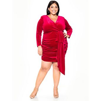 Plus Size Alexia Admor Velvet Faux-Wrap Dress