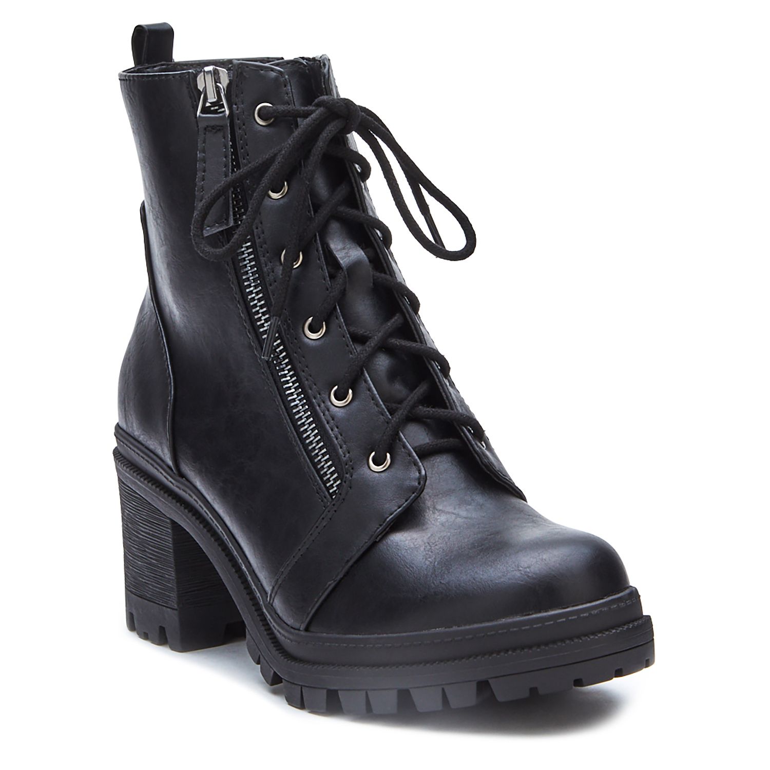 black heel combat boots