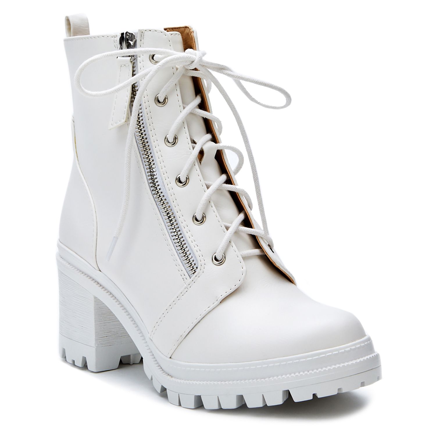 high heel combat boots