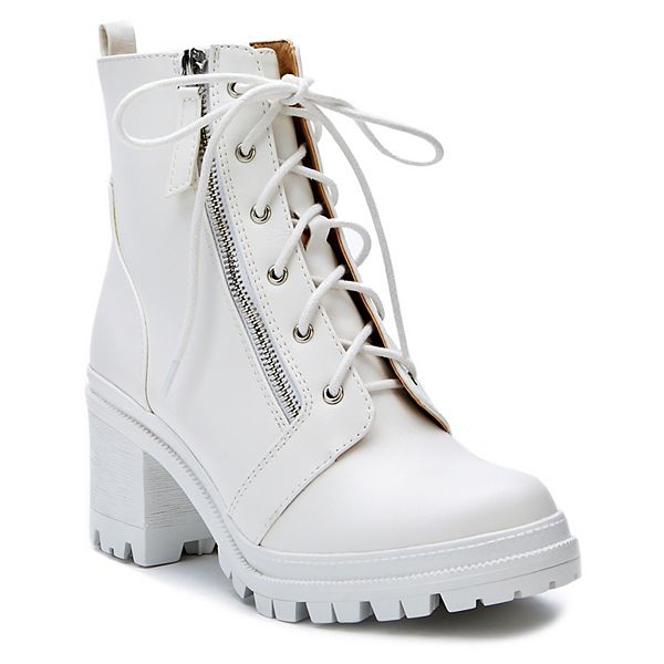 White heel shop combat boots