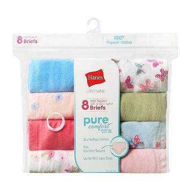 Girls Hanes® 8 Pack Ultimate Pure Comfort Organic Cotton Briefs Underwear