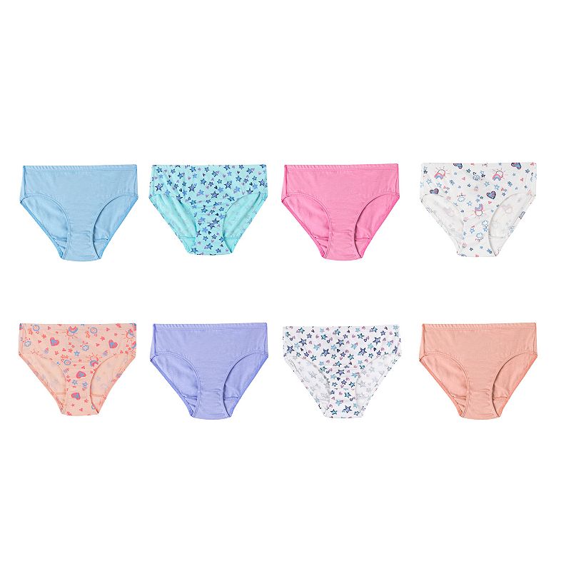 Girls Hanes Ultimate 8-Pack Pure Comfort Brief Panties, Girls, Size: 6, Mu