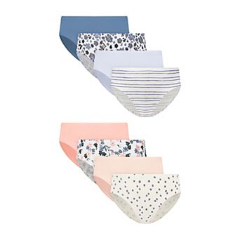 Girls Hanes® 8 Pack Ultimate Pure Comfort Organic Cotton Hipsters Underwear