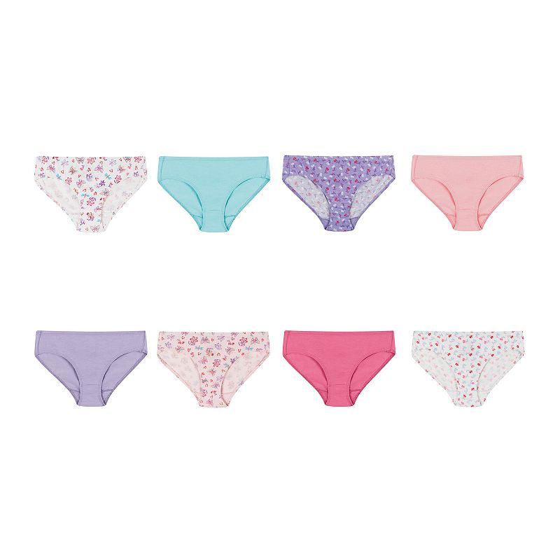Girls Hanes Ultimate 8-Pack Pure Comfort Hipster Panties, Girls, Size: 10,