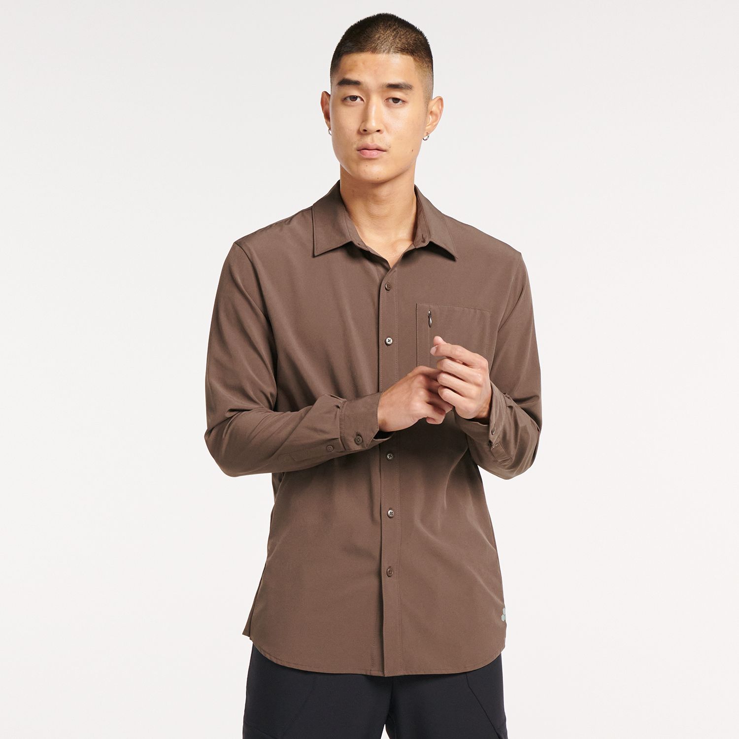 mens stretch button up shirt
