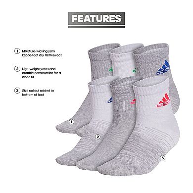 Boys adidas 6 Pack Superlite Quarter Socks