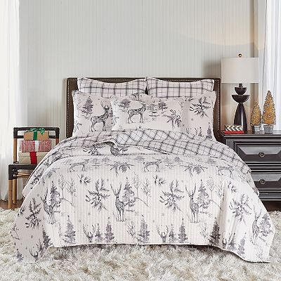Levtex Home Sleigh Bells Gray Quilt Grey Full Queen Cotton
