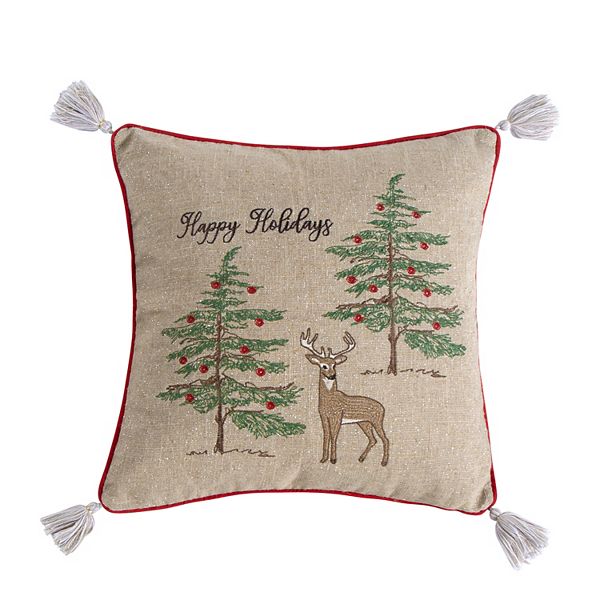 Levtex Home Villa Lugano Sleigh Bells Happy Holidays Pillow