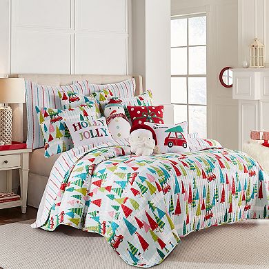 Levtex Home Merry & Bright Holly Jolly Figural Santa Pillow