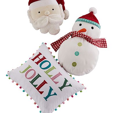 Levtex Home Merry & Bright Holly Jolly Figural Santa Pillow