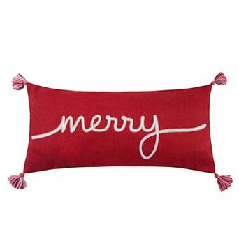 Levtex Home Thatch Home Spencer Plaid Merry Embroidered Pillow