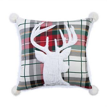 Levtex Home Thatch Home Spencer Plaid Deer Faux Fur Pom Pillow