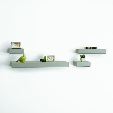 Melannco Gray Wall Shelf 4-piece Set