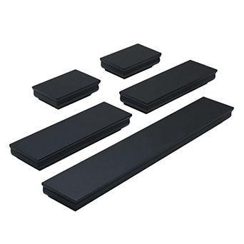 Melannco Black Moulding Wall Shelf 5 pc Set